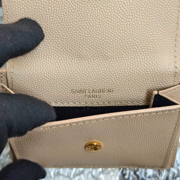 YSL UPTOWN FLAP CARD CASE IN GRAIN DE POUDRE LEATHER