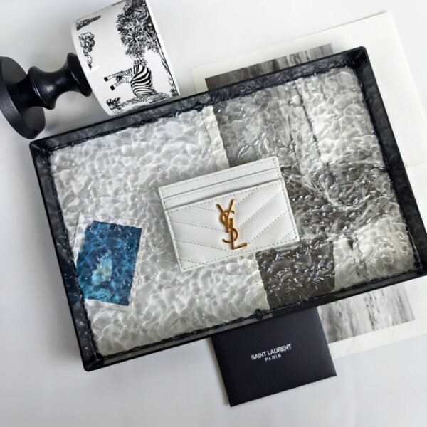 YSL CASSANDRE card case in GRAIN DE POUDRE leather