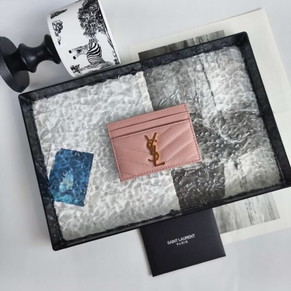 YSL CASSANDRE card case in GRAIN DE POUDRE leather