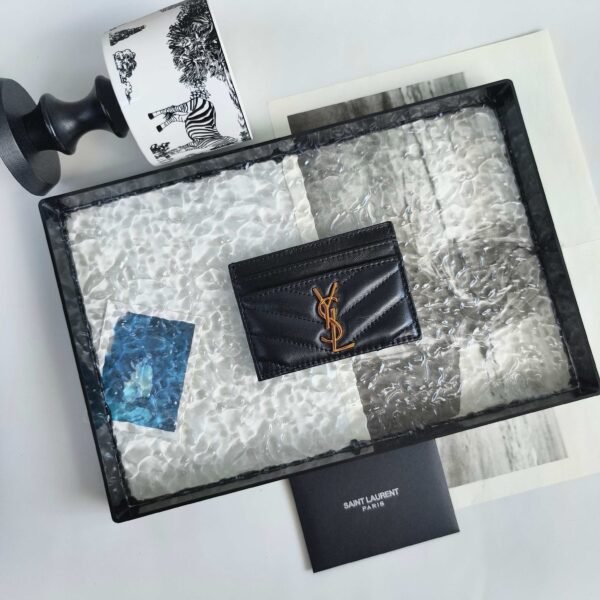 YSL CASSANDRE card case in GRAIN DE POUDRE leather