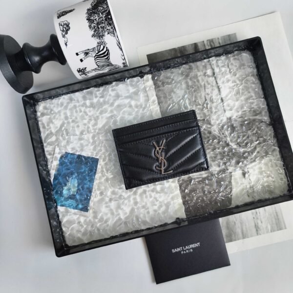 YSL CASSANDRE card case in GRAIN DE POUDRE leather