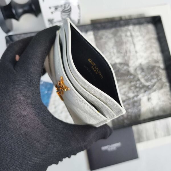 YSL CASSANDRE card case in GRAIN DE POUDRE leather