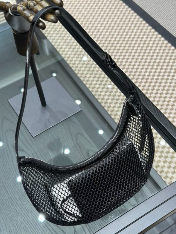 ALAIA ONE PIECE DEMI LUNE BAG IN FISHNET