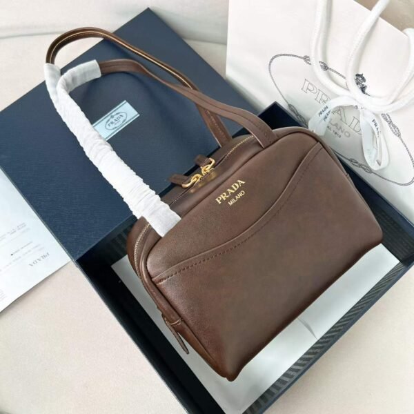 Prada Box antiqued leather top-handle mini-bag