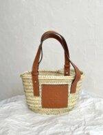 LOEWE Small Basket Bag in raffia and calfskin - Image 2