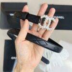 CHANEL pearl rhinestone  logo belt 20mm - Image 5
