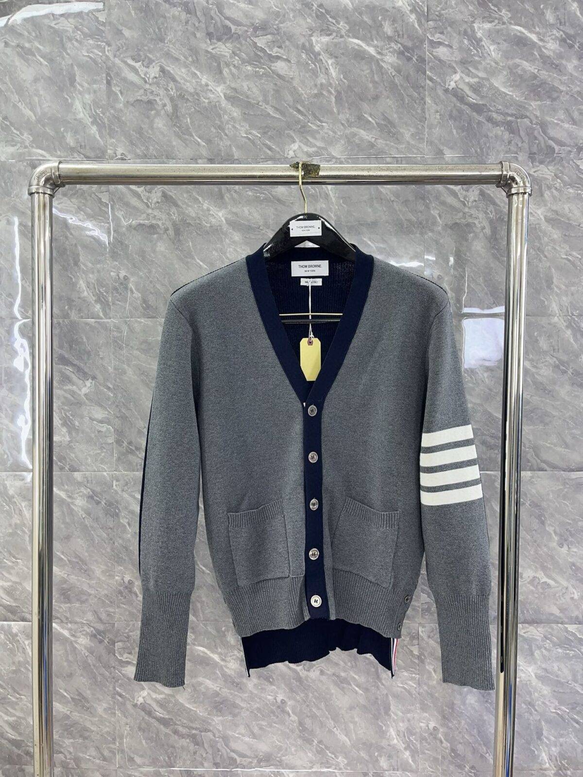 THOM BROWNE  24SS Color-blocking knitted cardigan - Image 2