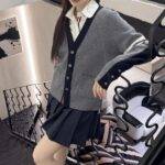 THOM BROWNE  24SS Color-blocking knitted cardigan