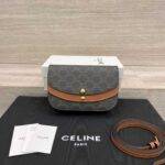 CELINE DUO WALLET ON STRAP IN Triomphe Canvas and Calfskin