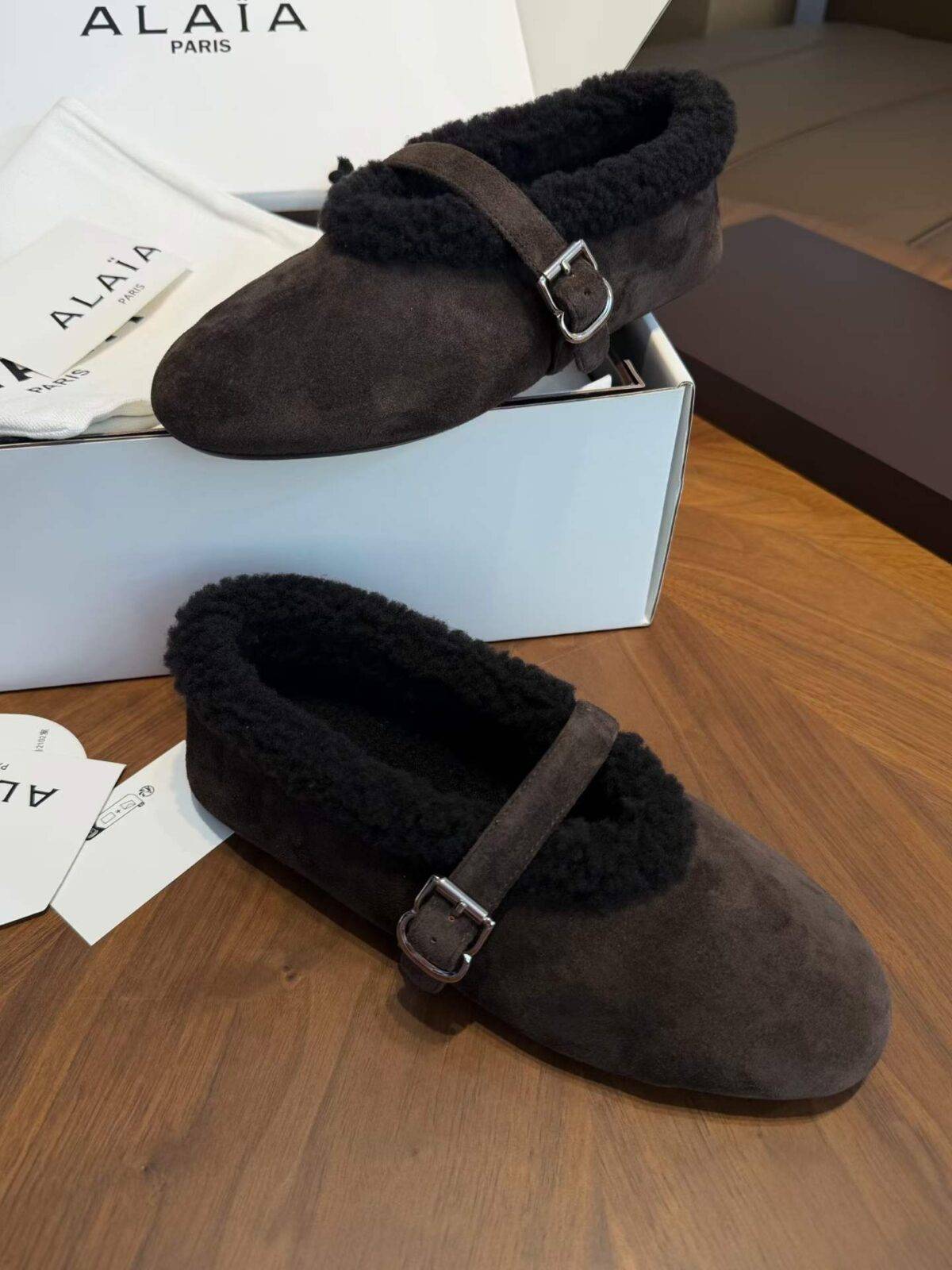 ALAIA Lambswool Ballet Flats - Image 10